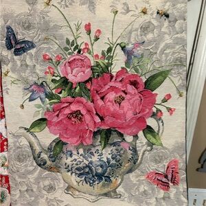 Floral Tapestry Wall Hanging with Pink‎ Peonies